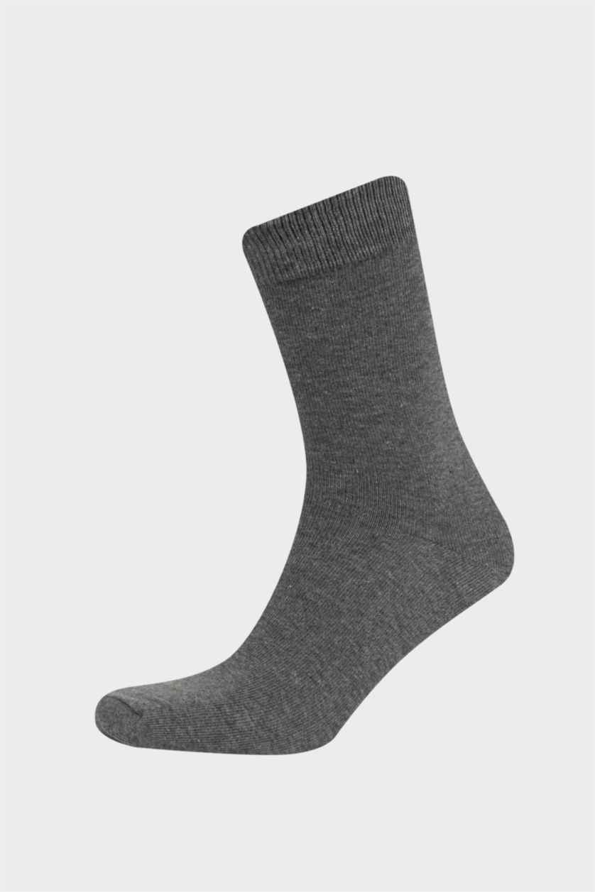 Man Anthracite Melange Boy 7 Piece Cotton Long Socks