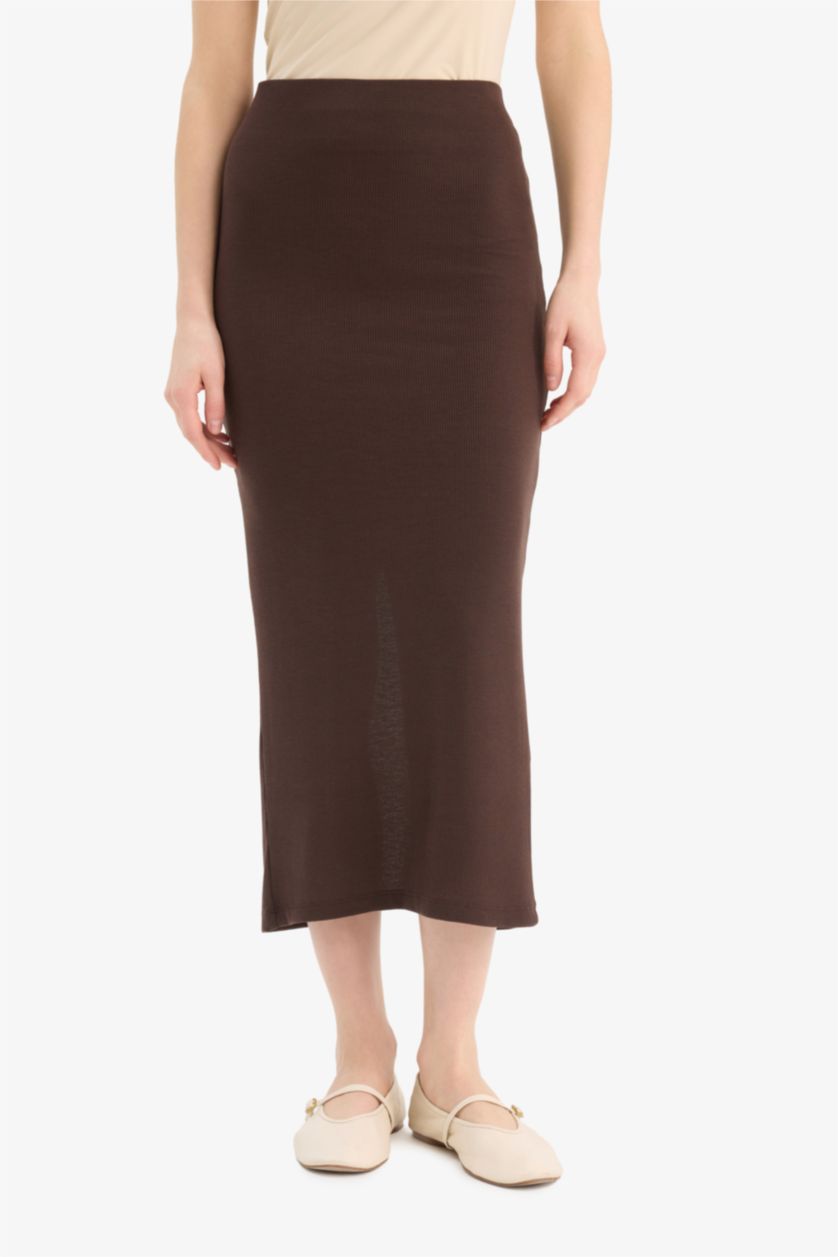 FEMME Marron Pencil Skirt Maxi