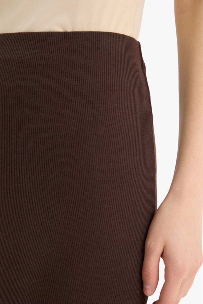 WOMAN Brown High Waist Ribbed Camisole Basic Maxi Skirt