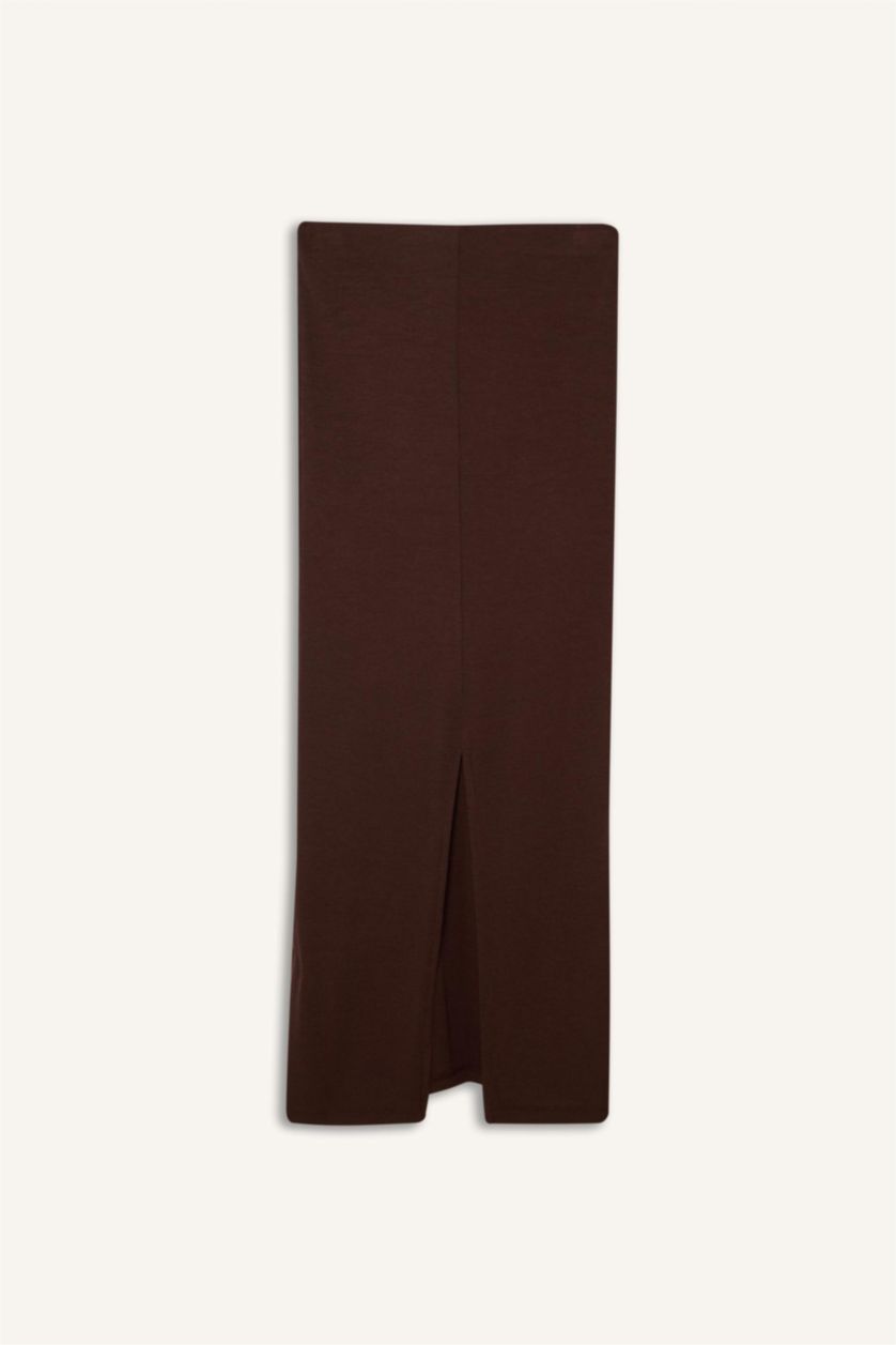 WOMAN Brown High Waist Ribbed Camisole Basic Maxi Skirt