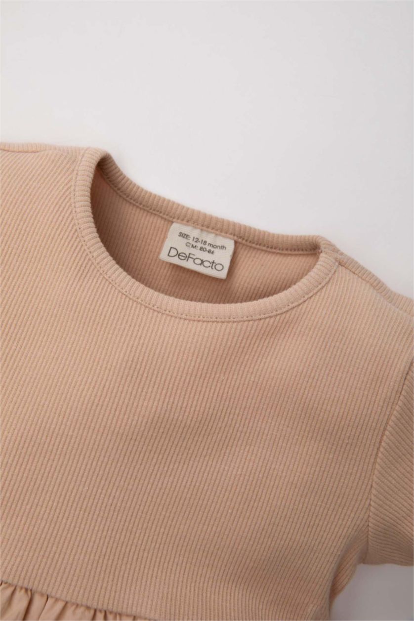 BABY GIRL Vison Baby Girl Short Sleeve Ribbed Camisole Dress