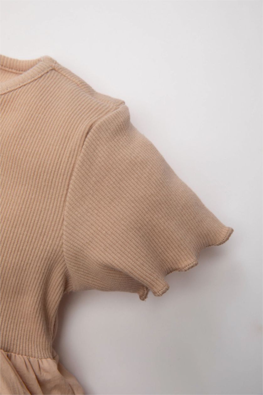 BABY GIRL Vison Baby Girl Short Sleeve Ribbed Camisole Dress