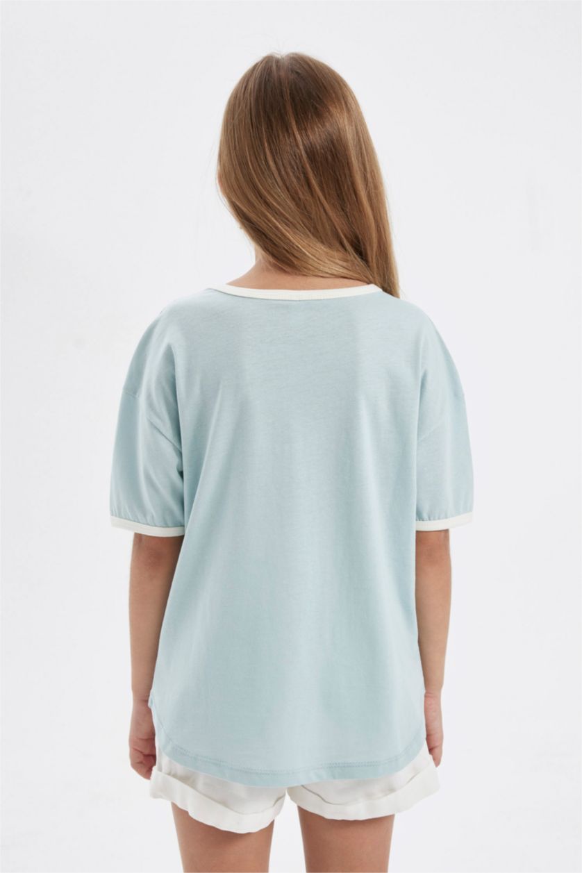 Девочки и подростки Светло-синий Футболка оверсайз для девочек