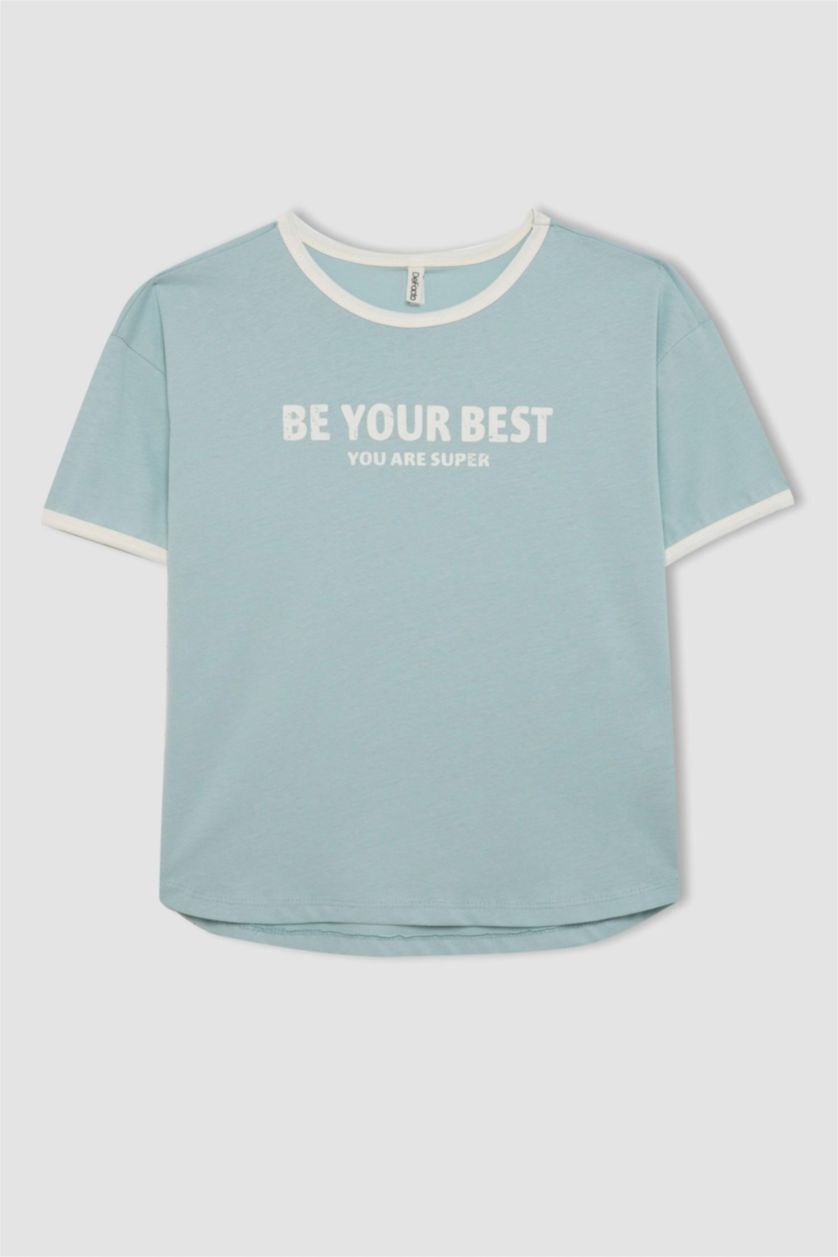 Девочки и подростки Светло-синий Футболка оверсайз для девочек
