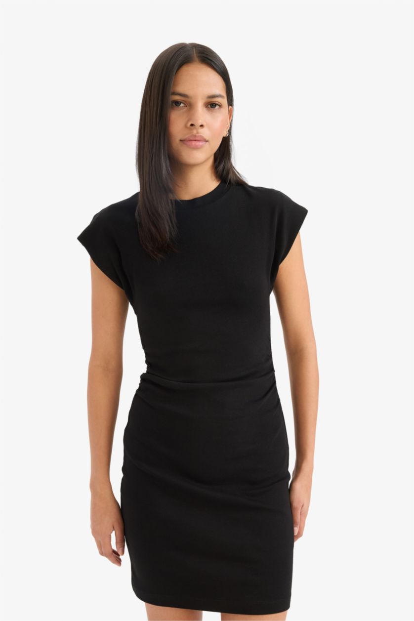 نساء أسود فستان قصير مضلع بوديكون بياخة مستديرة