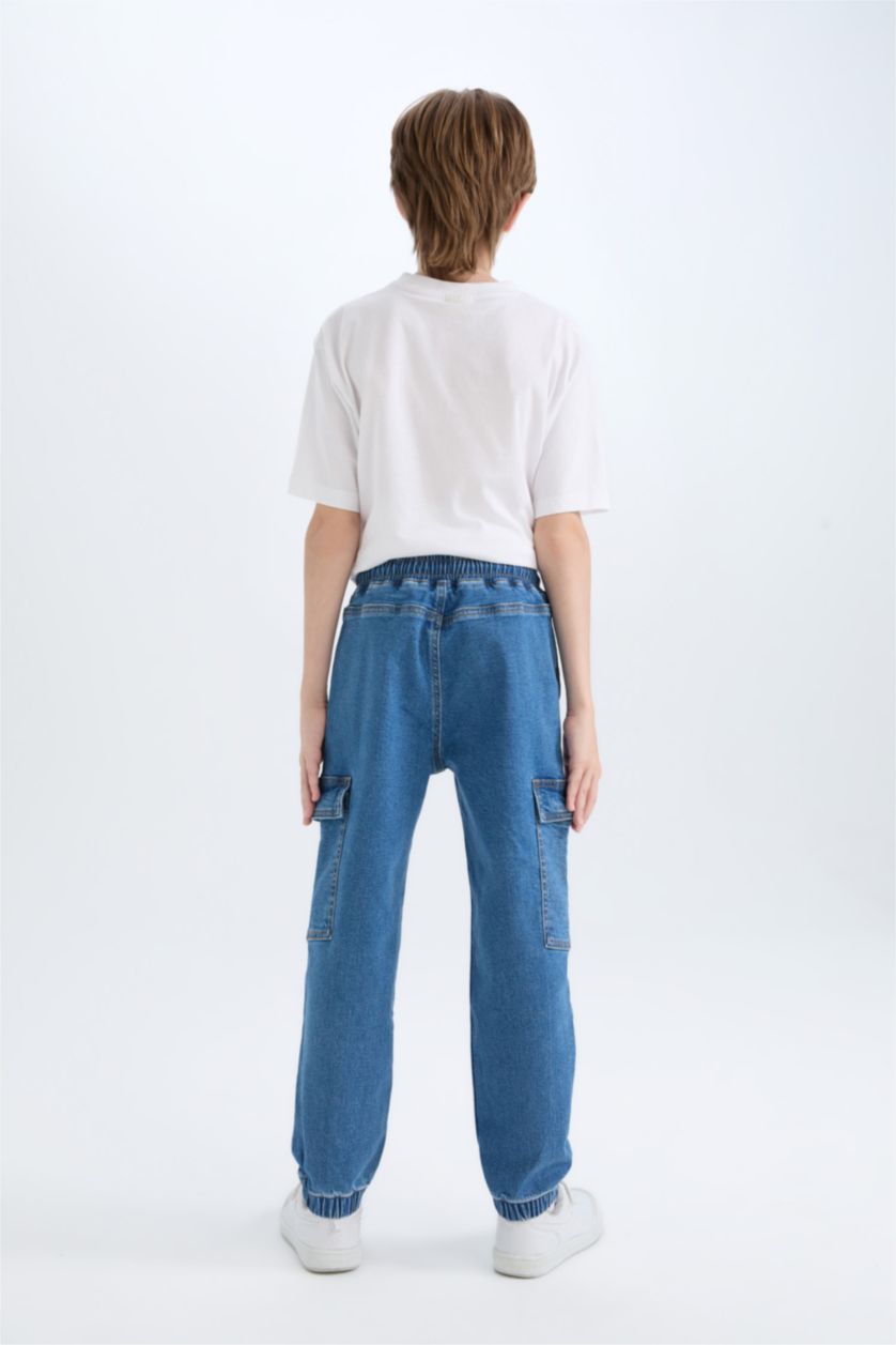 Erkek Çocuk - Genç Erkek Mavi Kargo Fıt Jean Pantolon Erkek Çocuk