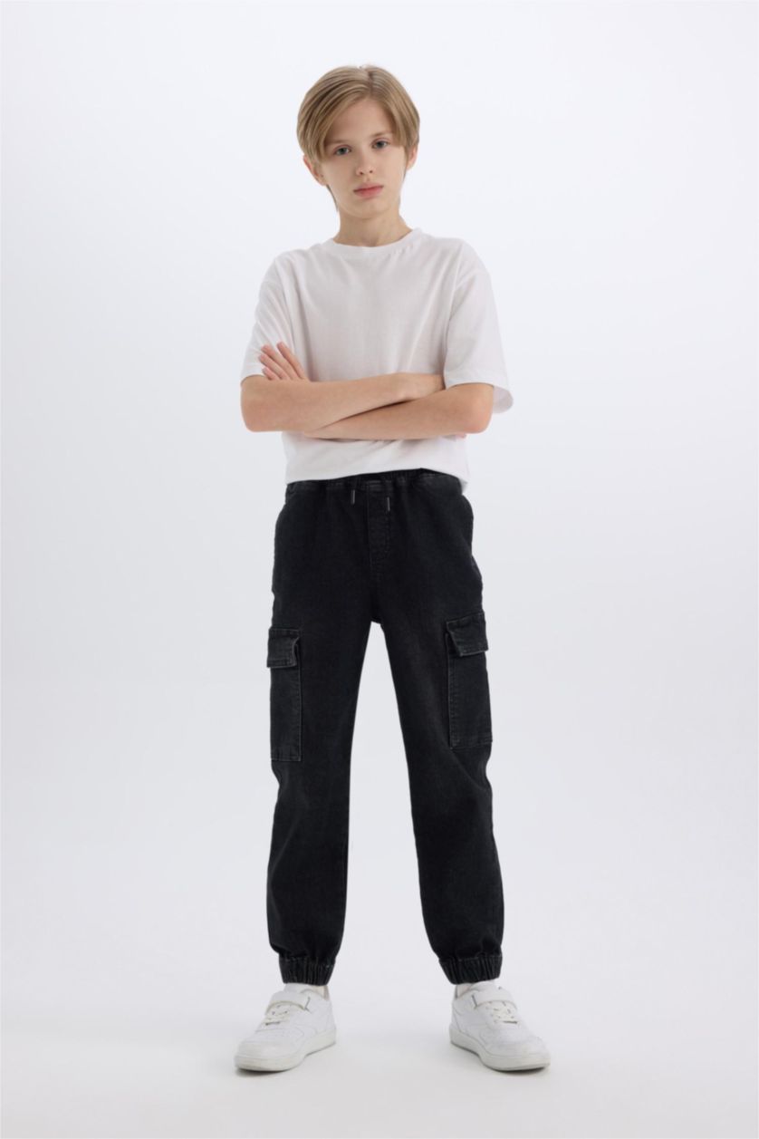 Erkek Çocuk - Genç Erkek Antrasit Kargo Fıt Jean Pantolon Erkek Çocuk