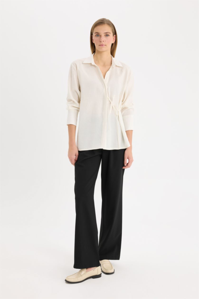 FEMME Écru Oversize Fit Long Sleeve Shirt