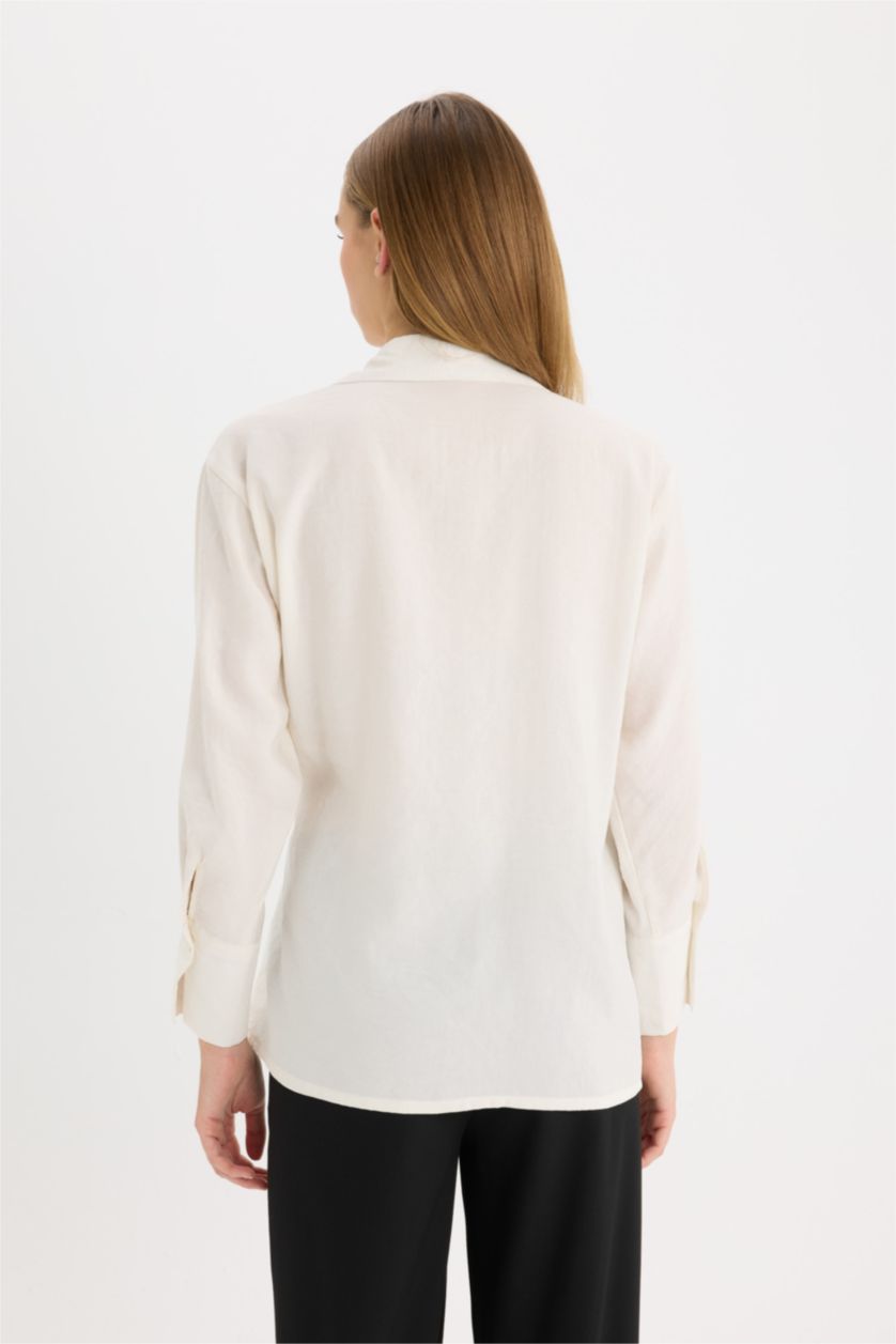 FEMME Écru Oversize Fit Long Sleeve Shirt
