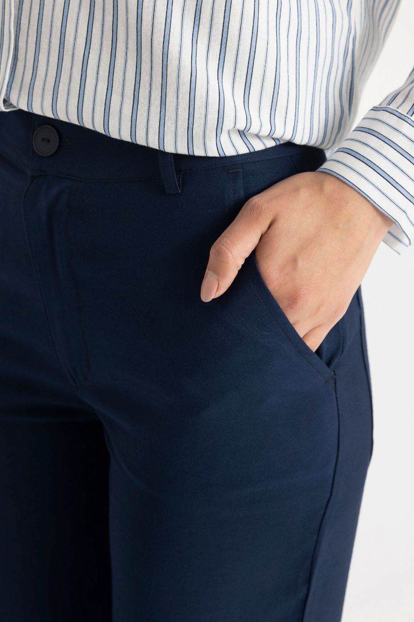 Kadın Lacivert Beli Lastikli Basic Düz Modal Harem Pantolon