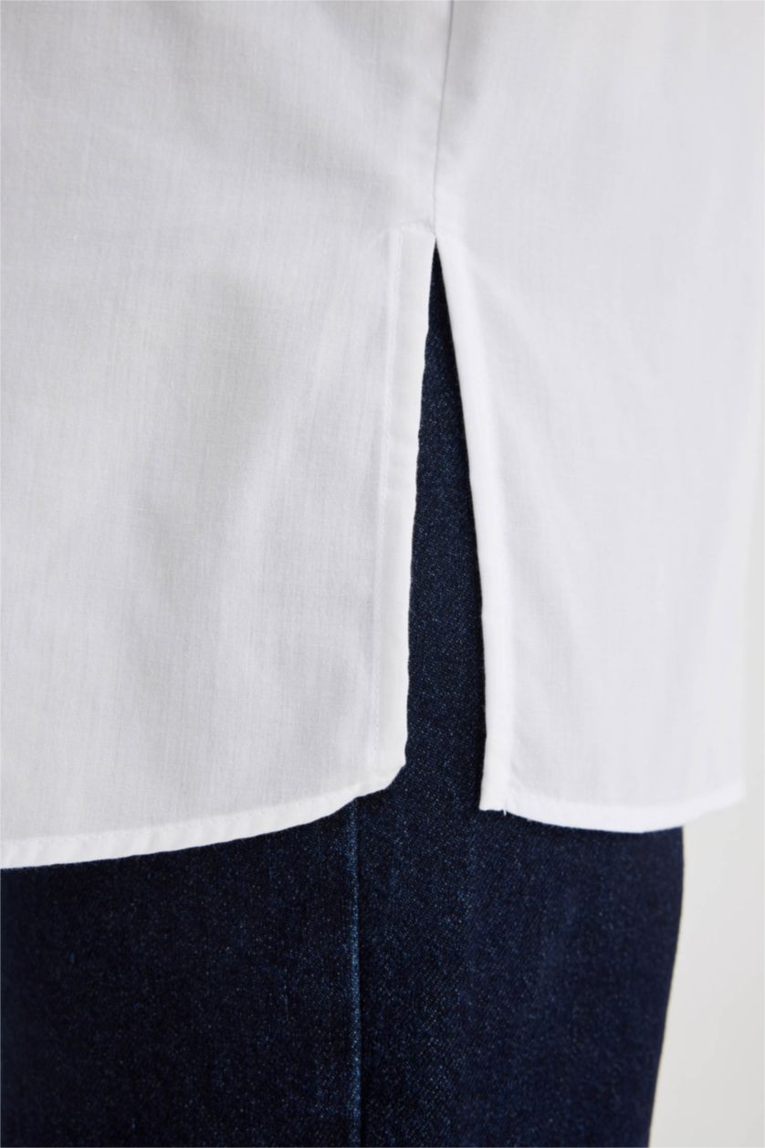 WOMAN Violet Beyaz Relax Fit Long Sleeve Tunic