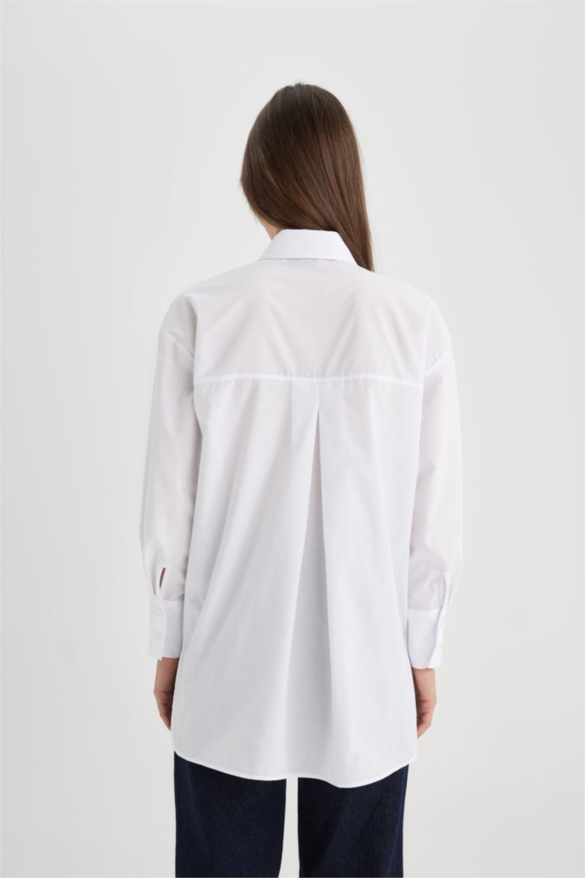 WOMAN Violet Beyaz Relax Fit Long Sleeve Tunic