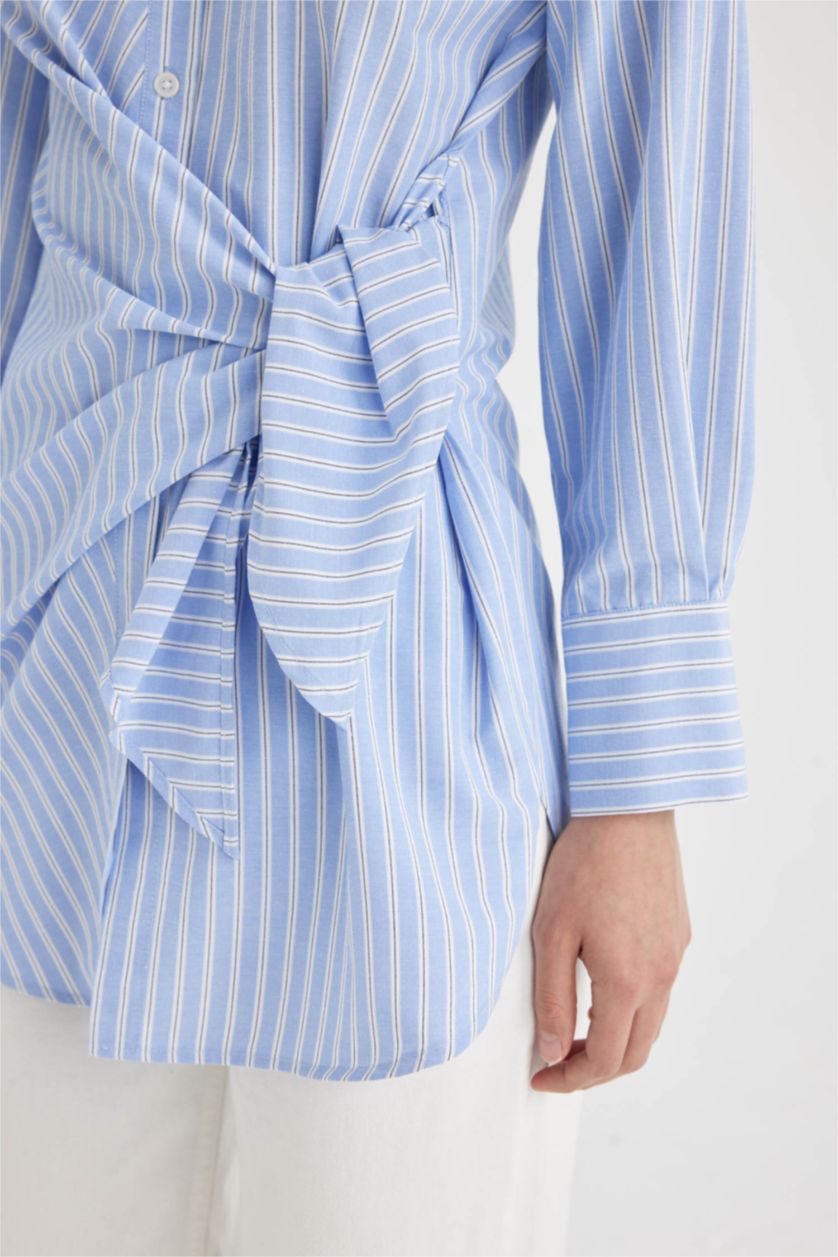 Kadın Açık Mavi Poplin Uzun Kollu Tunik