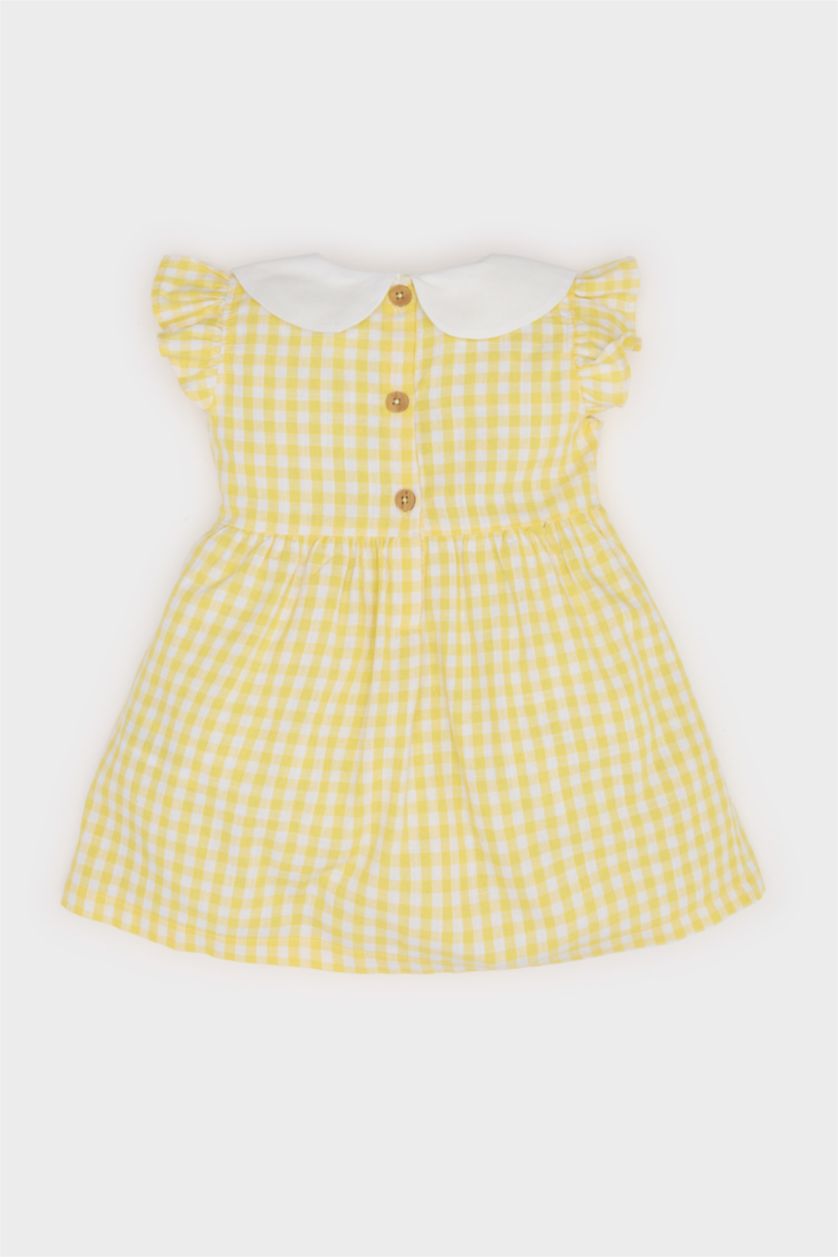BABY GIRL Yellow Baby Girl Baby Collar Plaid Poplin Dress