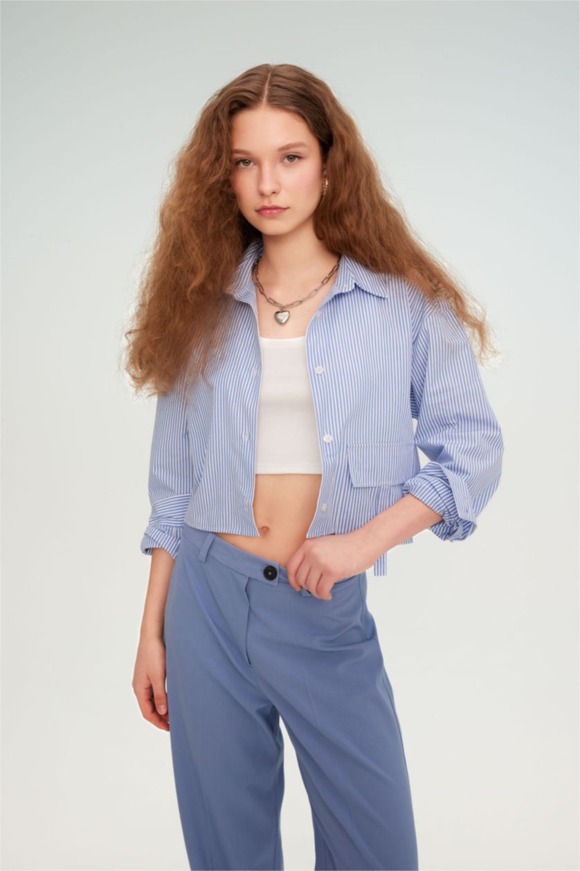 Әйелдерге Көк үлкен пішім Ұзын жеңді көйлек