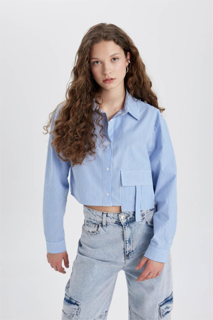 Әйелдерге Көк үлкен пішім Ұзын жеңді көйлек