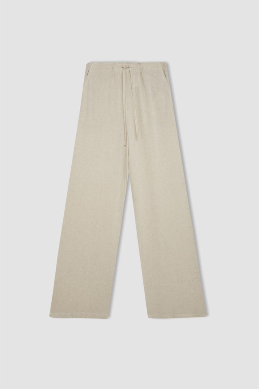 Kadın Bej Normal Bel Wıde Leg Pantolon