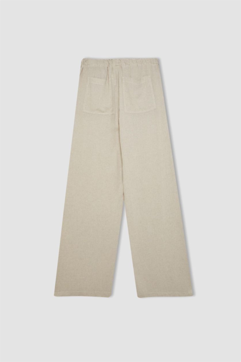 Kadın Bej Normal Bel Wıde Leg Pantolon