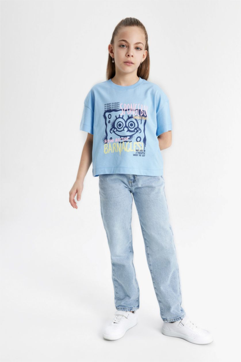 GIRLS & TEENS Light Blue Girl Paperbag Standard Leg Jeans