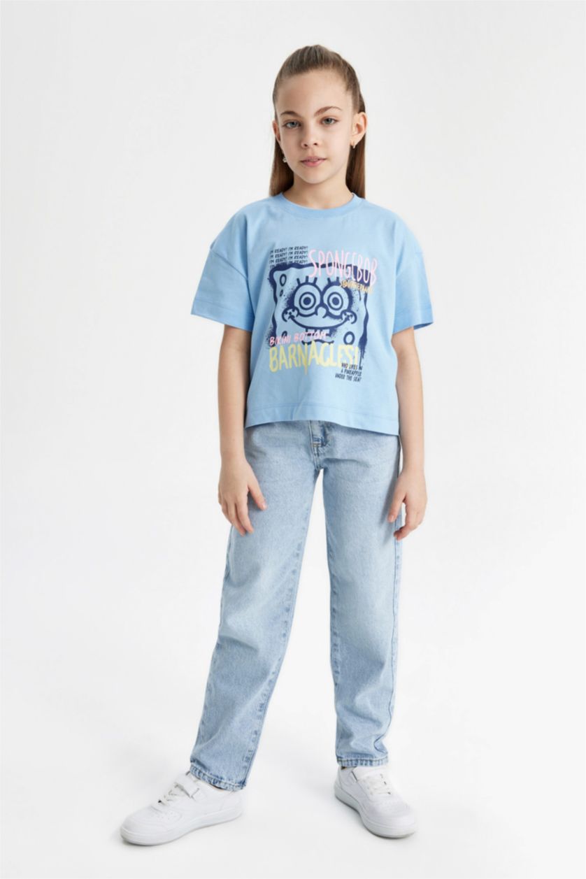 GIRLS & TEENS Light Blue Girl Paperbag Standard Leg Jeans