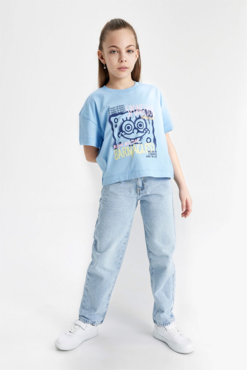 GIRLS & TEENS Light Blue Girl Paperbag Standard Leg Jeans
