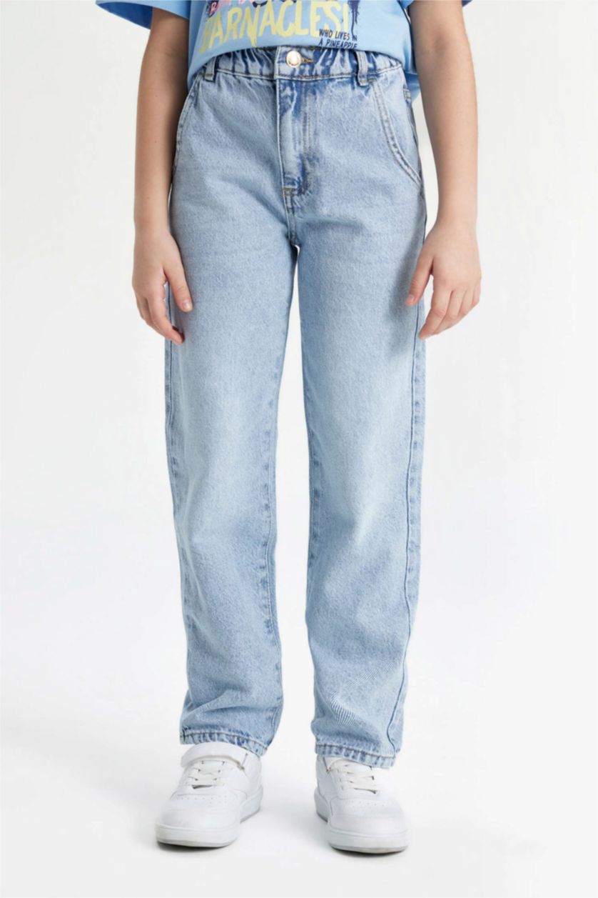 GIRLS & TEENS Light Blue Girl Paperbag Standard Leg Jeans