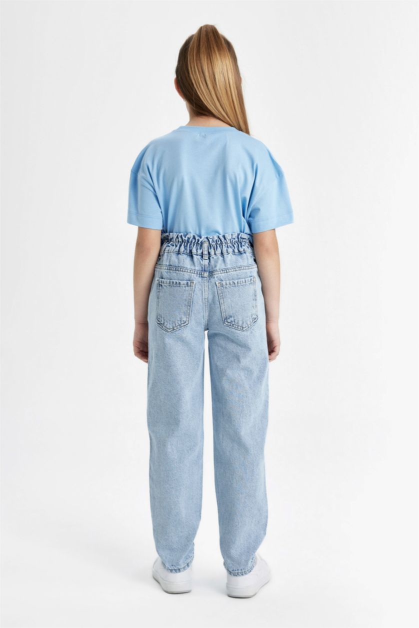 GIRLS & TEENS Light Blue Girl Paperbag Standard Leg Jeans
