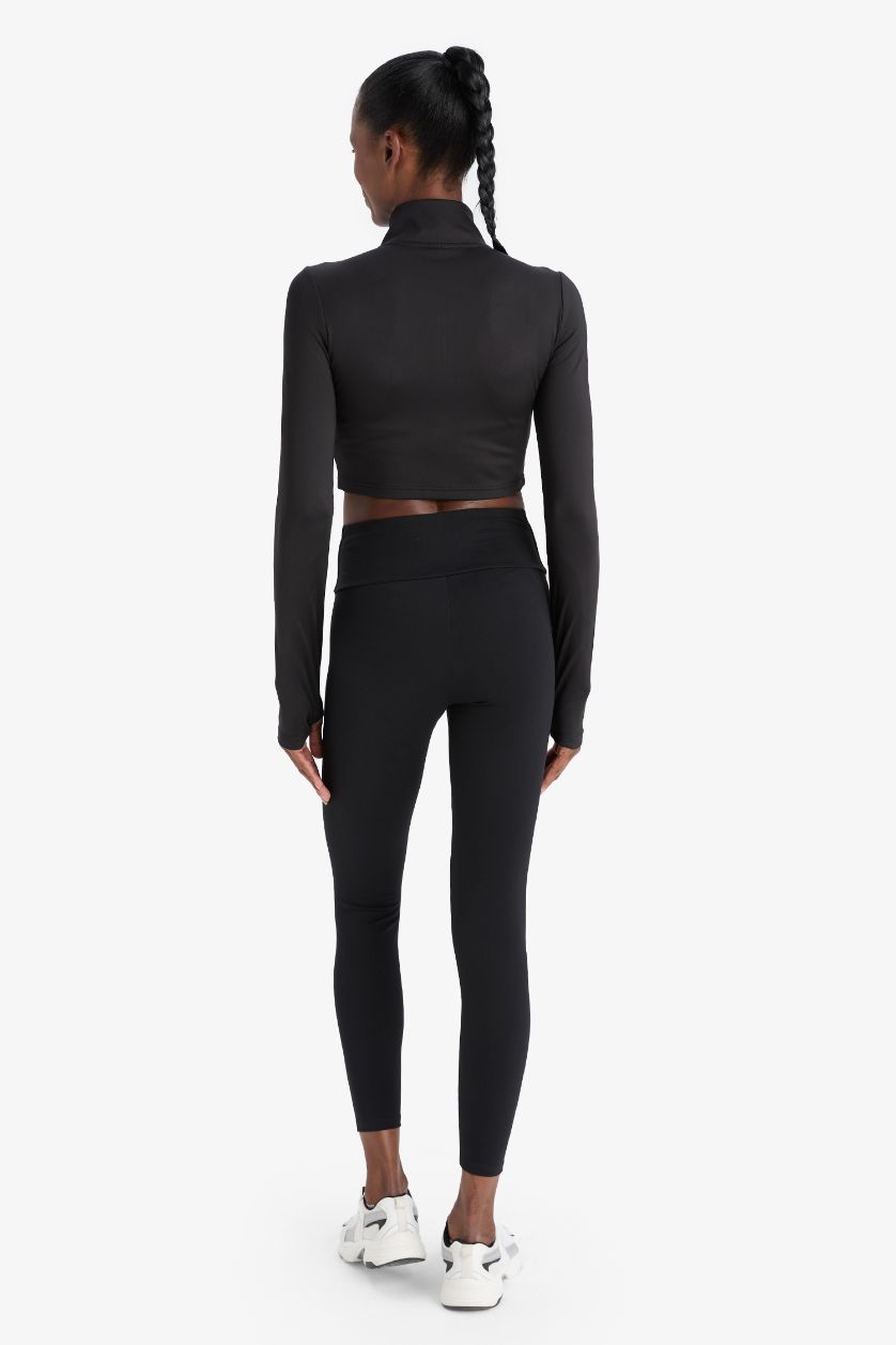 Kadın Siyah Yüksek Bel Beli Saran Toparlayıcı Esnek Premium Sporcu Tayt