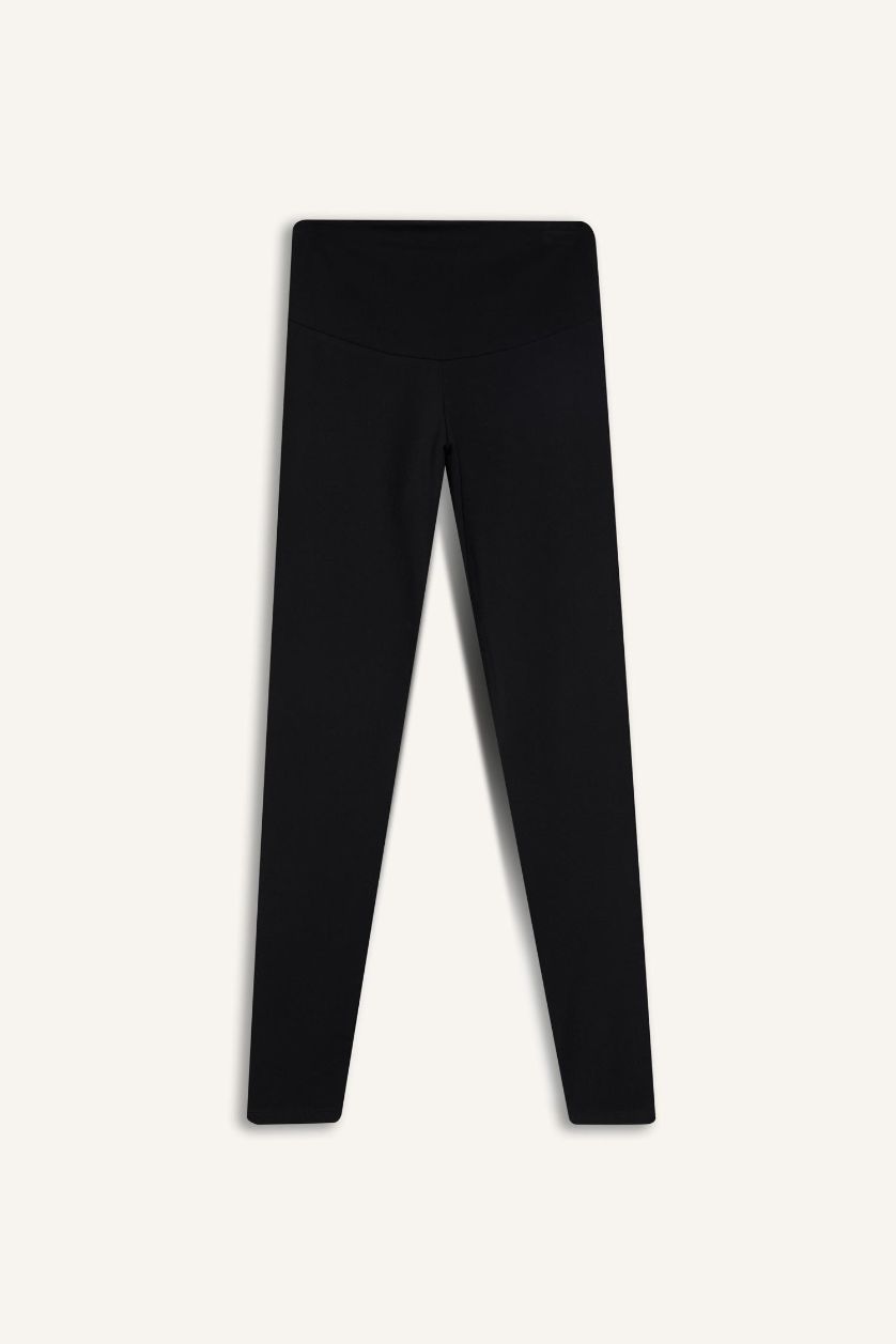 Kadın Siyah Yüksek Bel Beli Saran Toparlayıcı Esnek Premium Sporcu Tayt