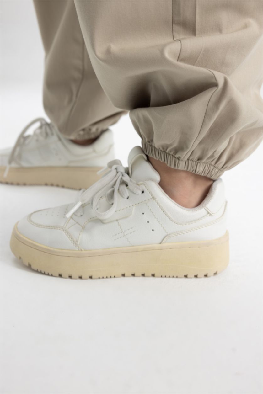 GIRLS & TEENS Light Grey Girl Parachute Long Leg Cotton Cargo Pants