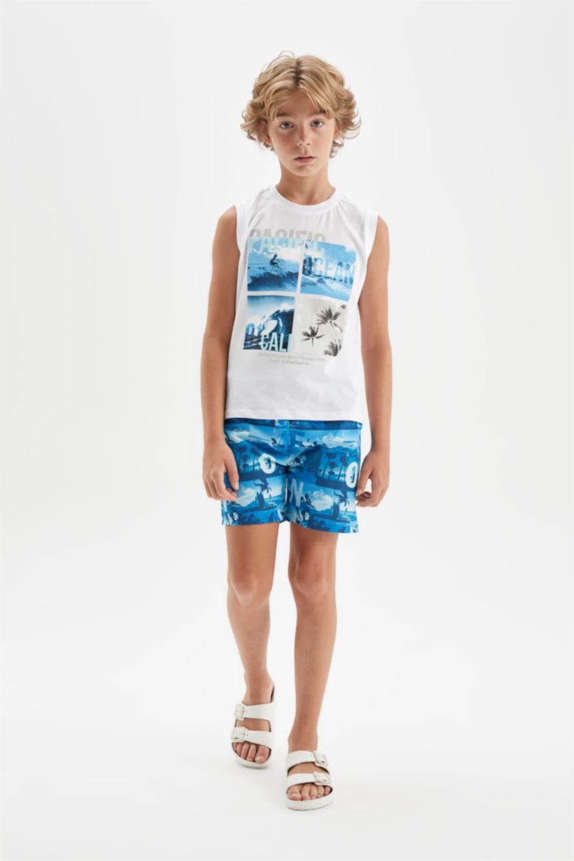 BOYS & TEENS Sax Boy Printed Sleeveless T-Shirt Swim Shorts 2 Piece Set