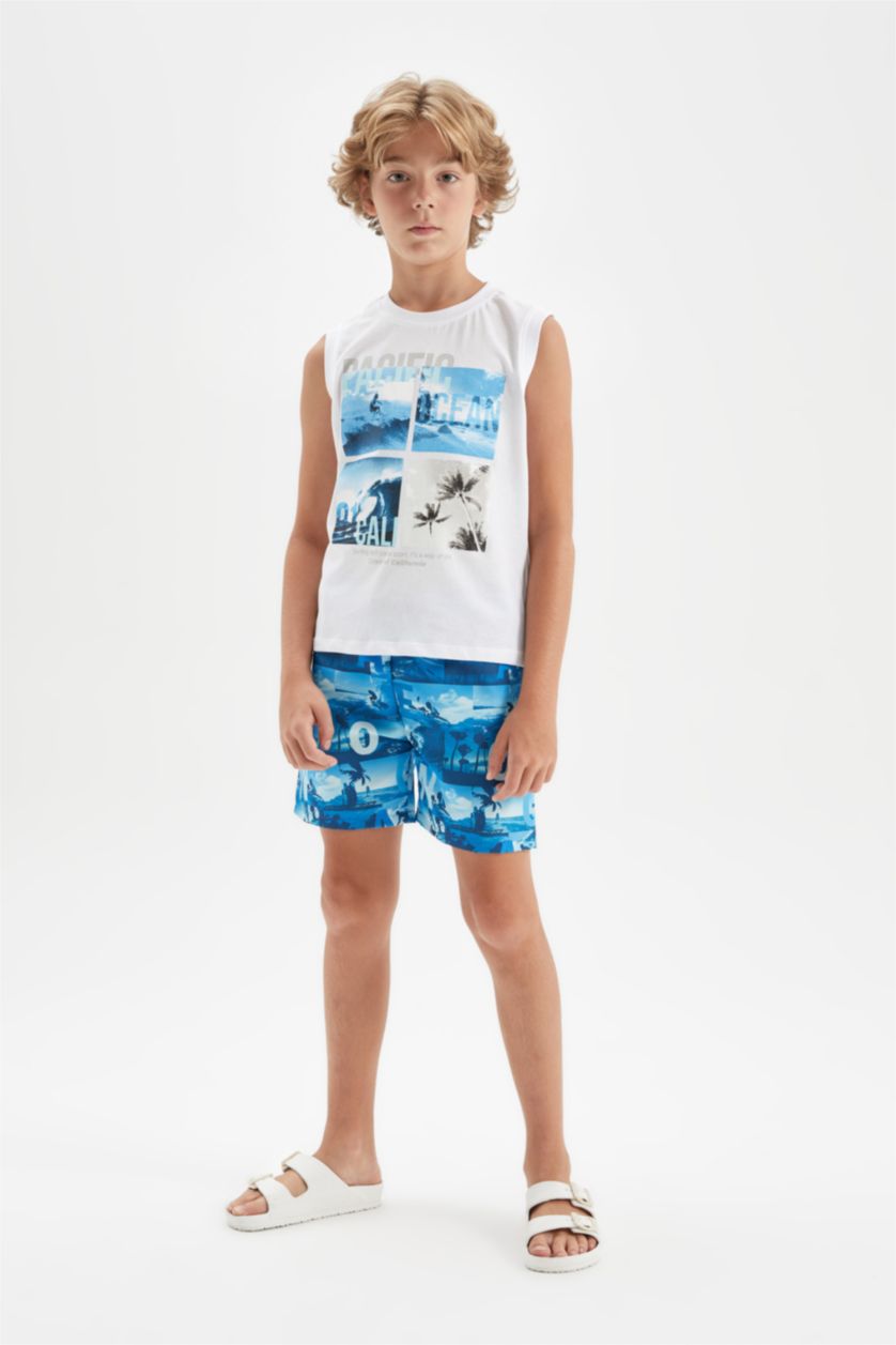 BOYS & TEENS Sax Boy Printed Sleeveless T-Shirt Swim Shorts 2 Piece Set