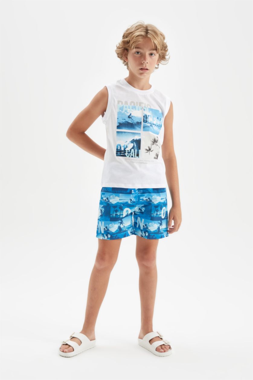 BOYS & TEENS Sax Boy Printed Sleeveless T-Shirt Swim Shorts 2 Piece Set