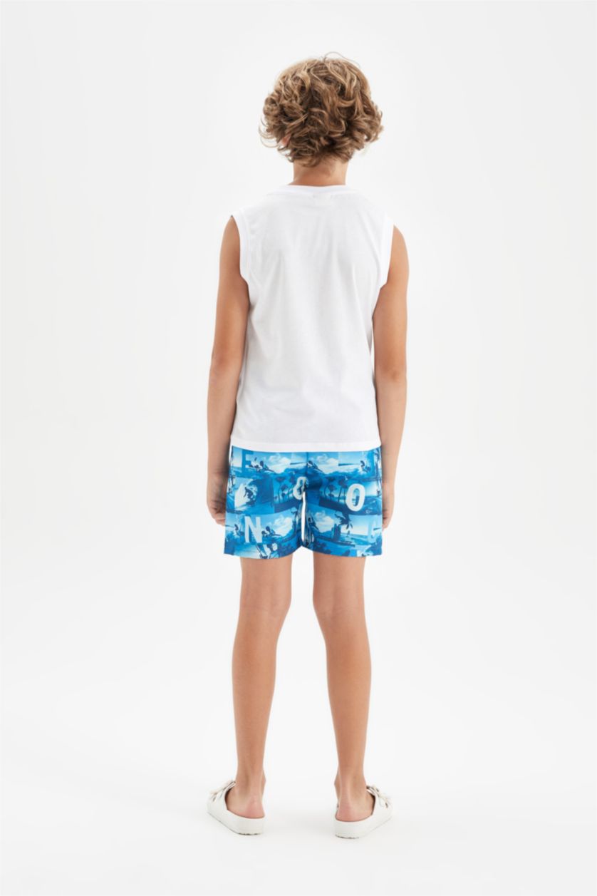 BOYS & TEENS Sax Boy Printed Sleeveless T-Shirt Swim Shorts 2 Piece Set