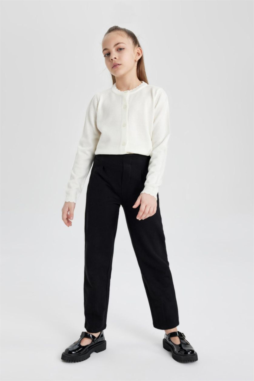 Kız Çocuk - Genç Kız Siyah Kız Çocuk Straight Fit Pantolon