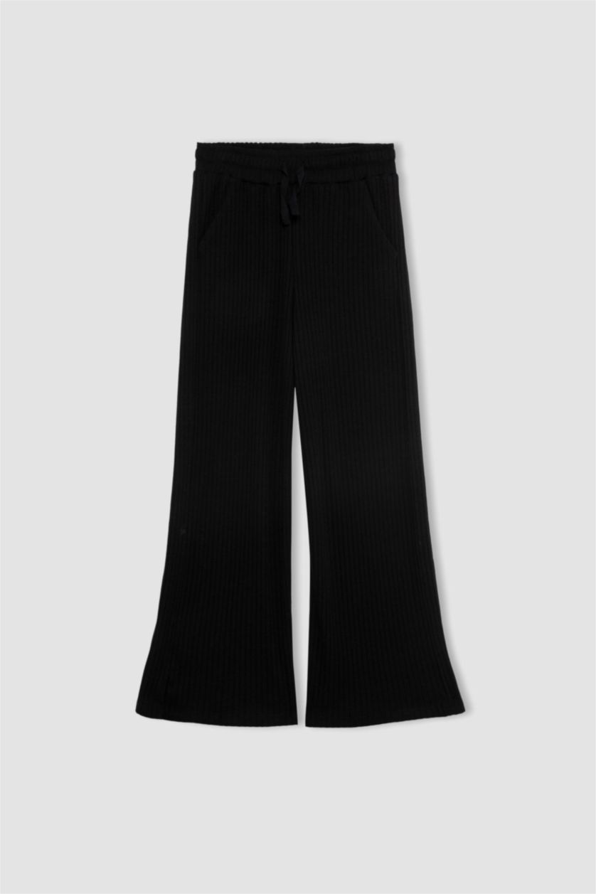Girls & Teens Black Girl Wide Leg Ribbed Camisole Trousers