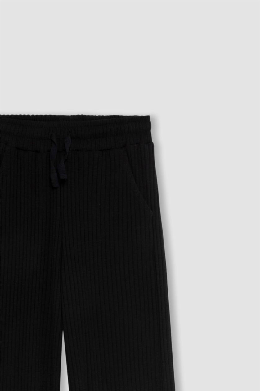 Girls & Teens Black Girl Wide Leg Ribbed Camisole Trousers