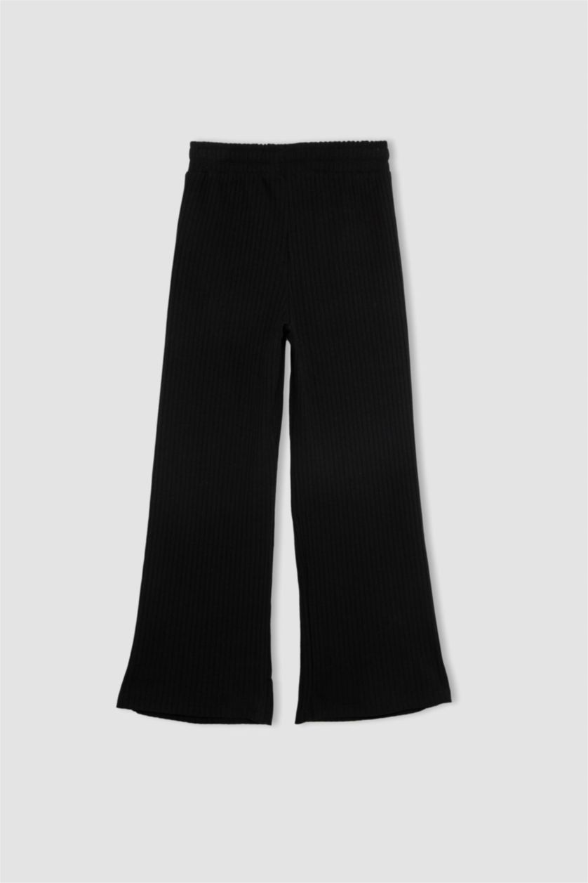 Girls & Teens Black Girl Wide Leg Ribbed Camisole Trousers