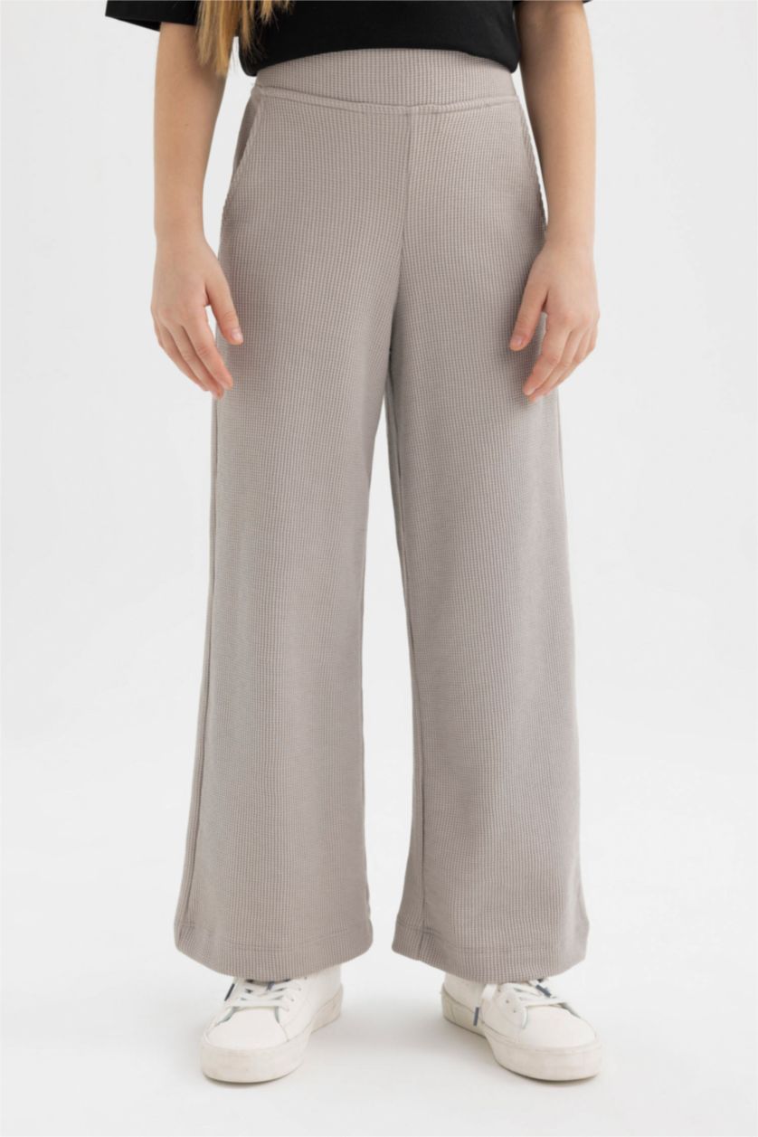 GIRLS & TEENS Grey Girl Straight Fit Waffle Trousers