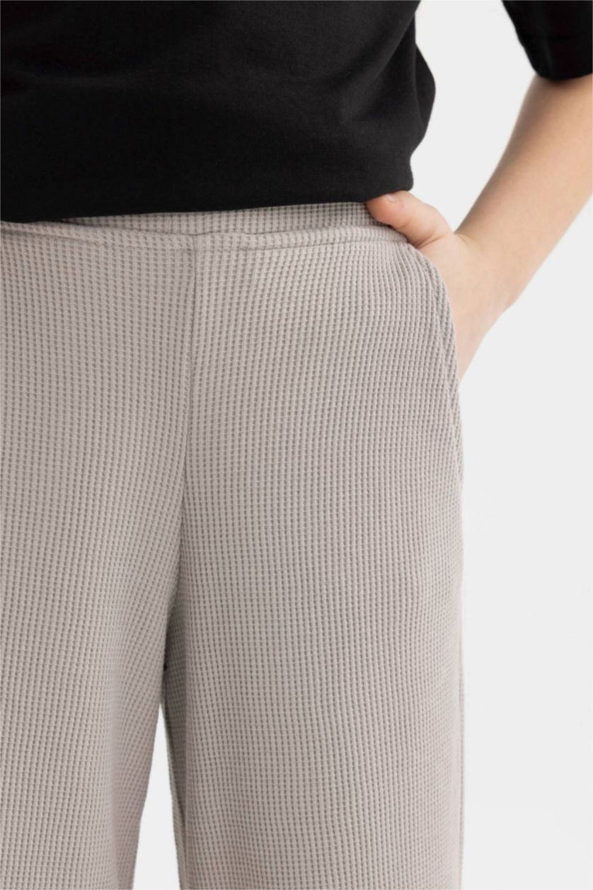 GIRLS & TEENS Grey Girl Straight Fit Waffle Trousers