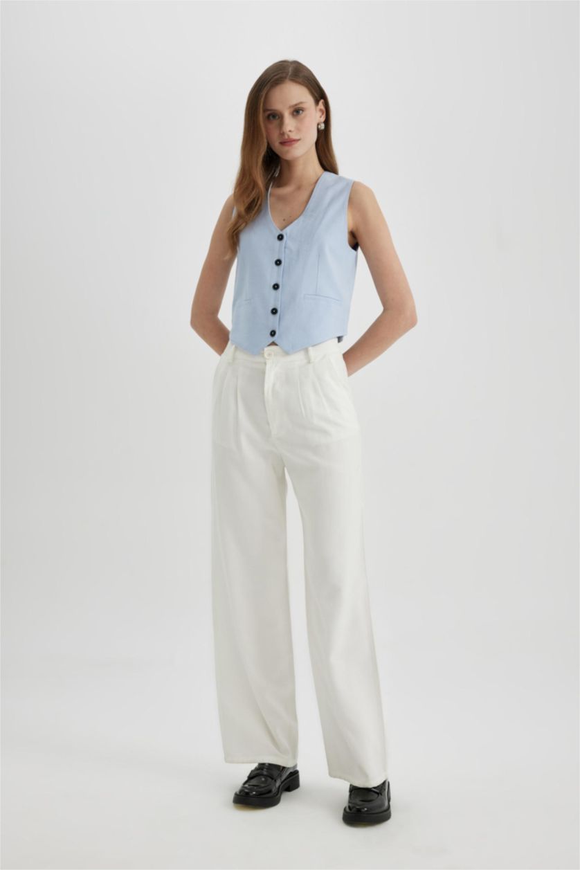 FEMME Bleu Gilet Blazer à coupe Slim et col veste