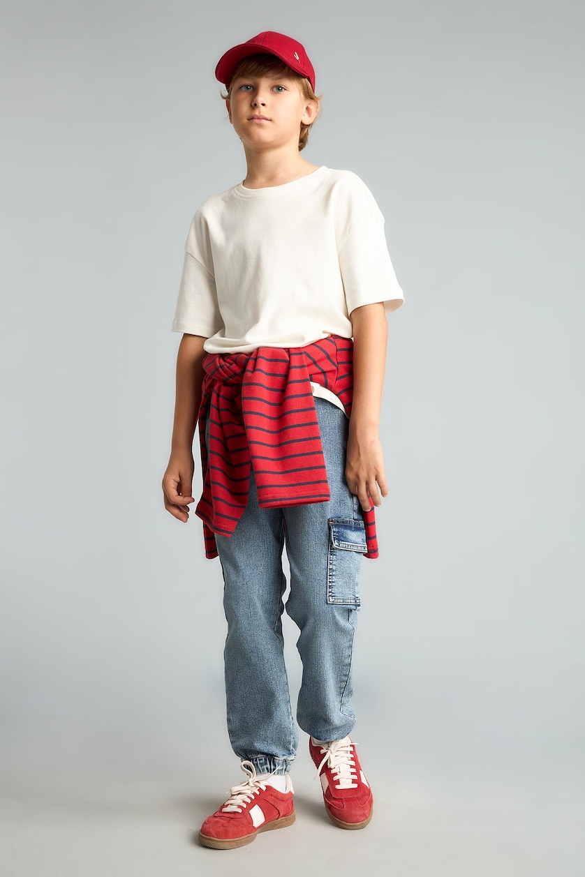 BOYS & TEENS Light Blue Boys Cargo Pocket Jogger Fit Jeans