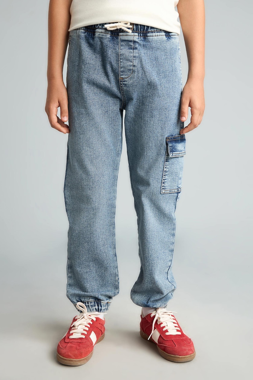 BOYS & TEENS Light Blue Boys Cargo Pocket Jogger Fit Jeans