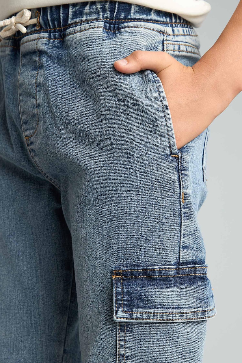 BOYS & TEENS Light Blue Boys Cargo Pocket Jogger Fit Jeans