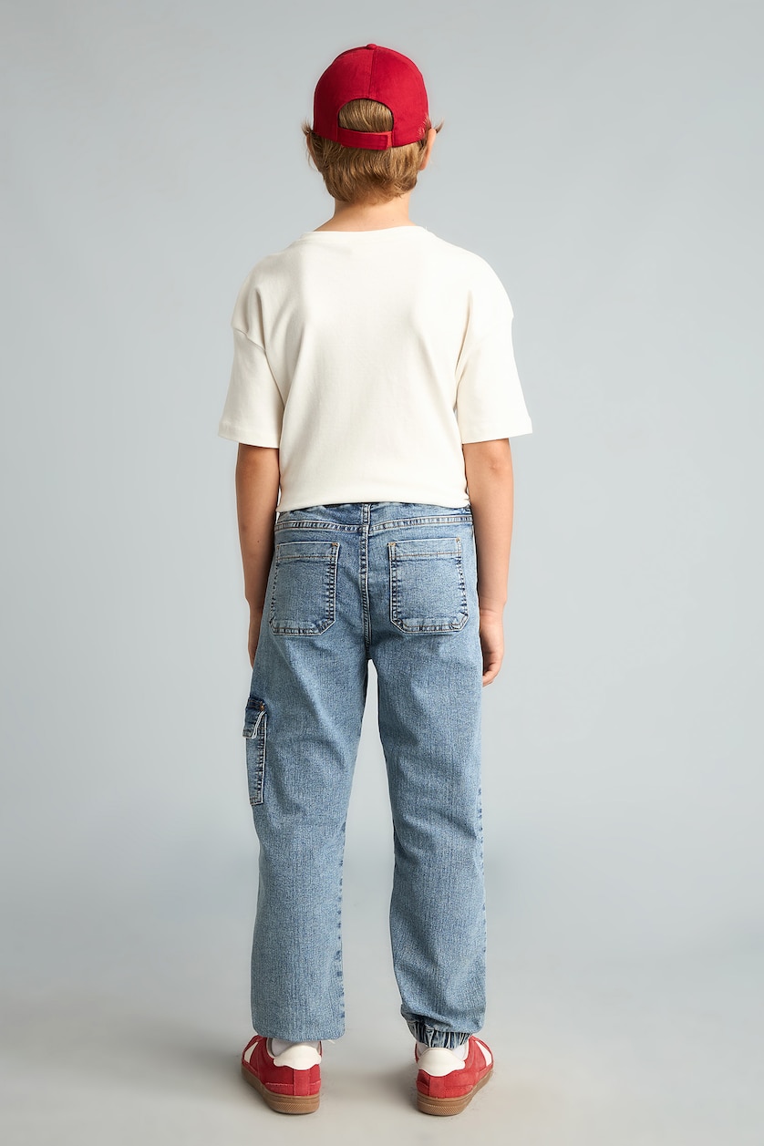 BOYS & TEENS Light Blue Boys Cargo Pocket Jogger Fit Jeans