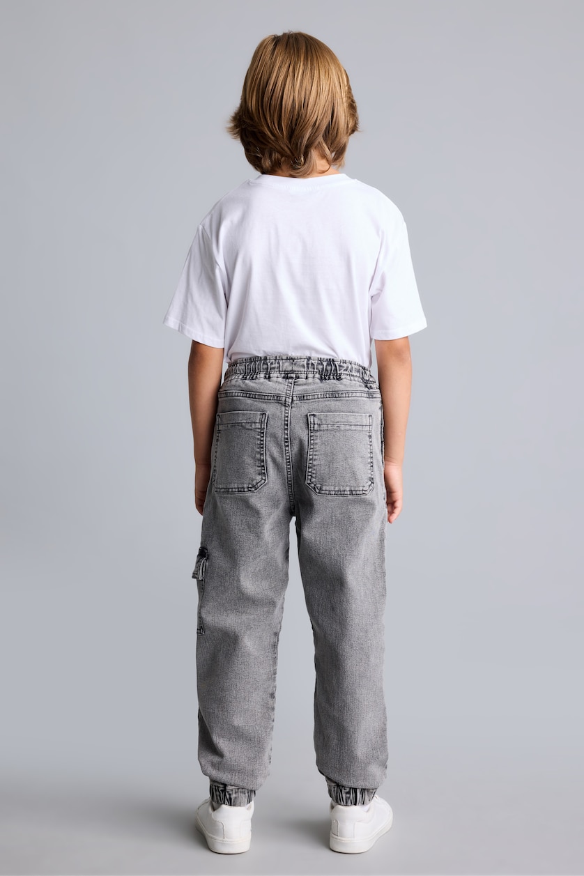 Erkek Çocuk - Genç Erkek Gri Kargo Cepli Jogger Jean Pantolon Erkek Çocuk