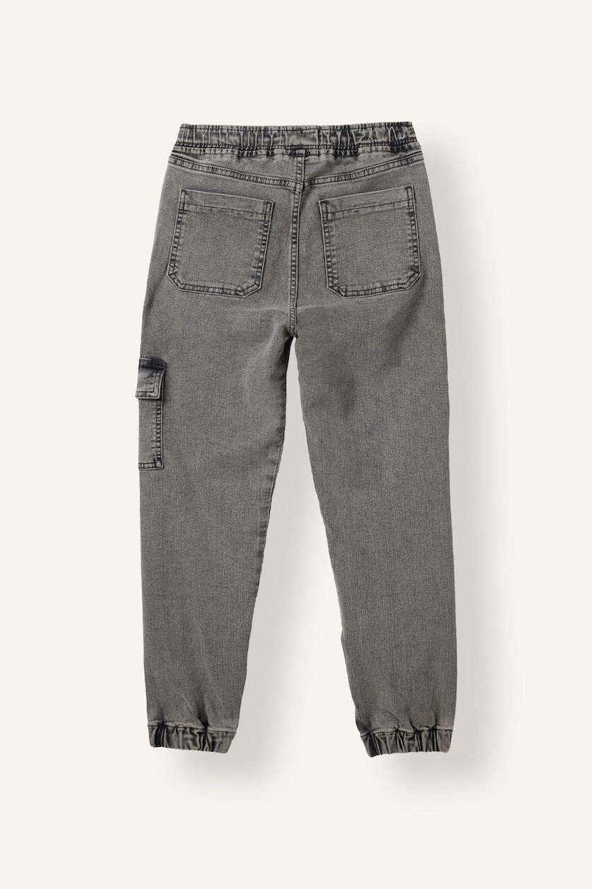 Erkek Çocuk - Genç Erkek Gri Kargo Cepli Jogger Jean Pantolon Erkek Çocuk