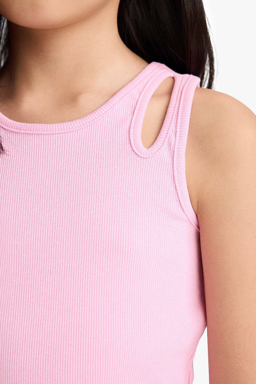 Kız Çocuk - Genç Kız Açık Pembe Bisiklet Yaka Atlet Kız Çocuk