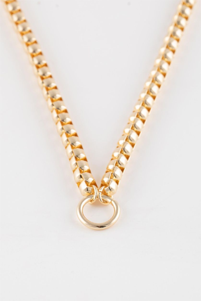 WOMAN GOLD Woman Thick Chain Ring Detailed Gold Necklace