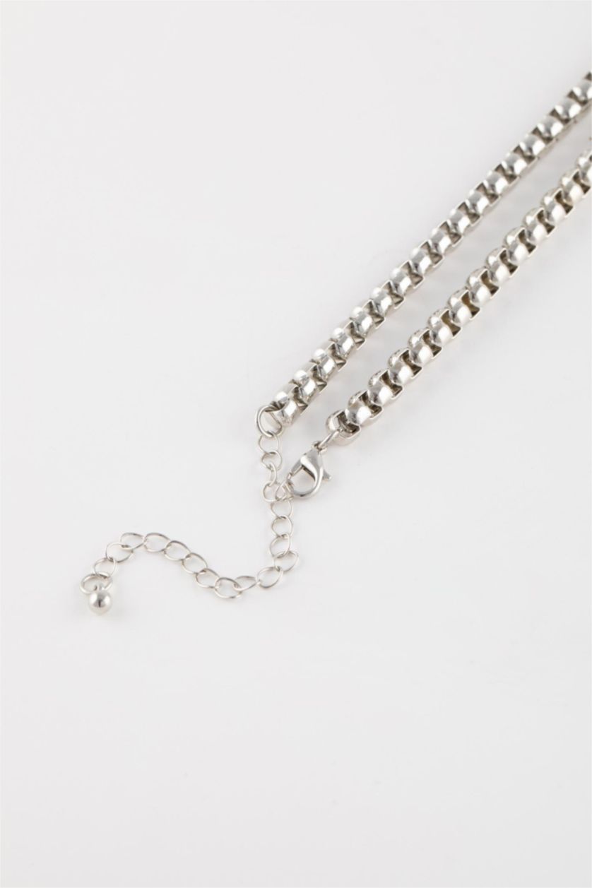 WOMAN SILVER Woman Thick Chain Ring Detailed Silver Necklace